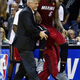 LeBron James of the Miami Heat is helped off the court after cramping up against the San Antonio Spurs during Game 1 of the 2014 NBA Finals at the AT&T Center June 5, 2014, in San Antonio.
Andy Lyons/Getty Images